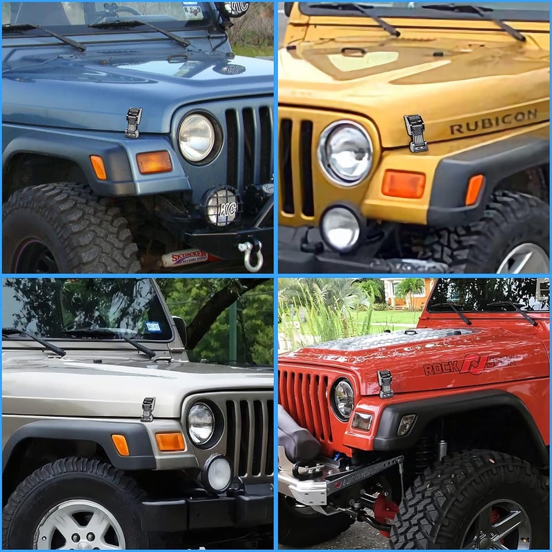BulingVV TJ Hood Latches Improved Design Aluminum Hood Catch Latch kits Compatible with Jeep Wrangler TJ 1997-2006 (Texture Black US Flag) - Image 5